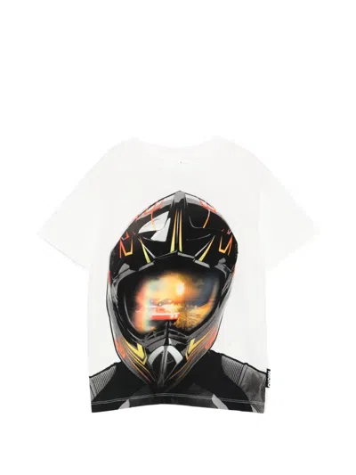 Molo Kids' Riley Helmet-graphic T-shirt In White