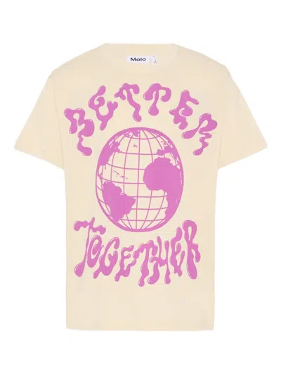 Molo Kids' Riley Organic-cotton Printed T-shirt In Brown