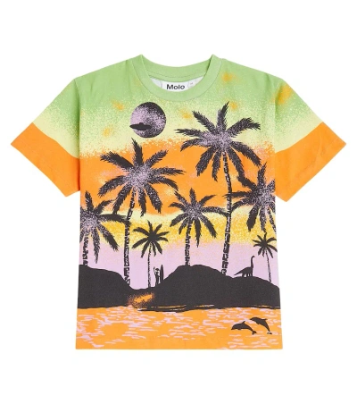 Molo Kids' Riley Printed Cotton Jersey T-shirt In Orange