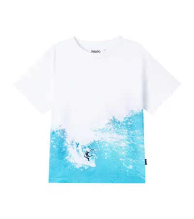 Molo Kids' Riley Printed Cotton Jersey T-shirt In Wave Surfer