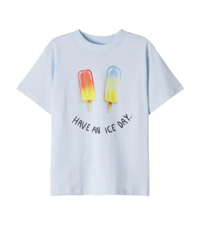 Molo Kids' Riley Printed Cotton Jersey T-shirt In Blue