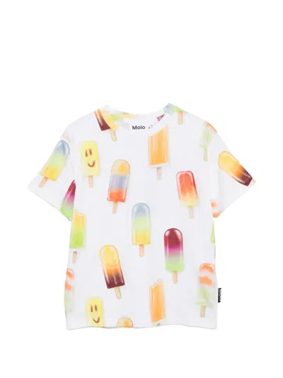 Molo Kids' Riley Printed T-shirt In White