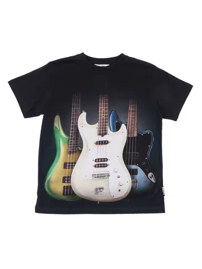 Molo Kids' Riley Guitar-print T-shirt In Black