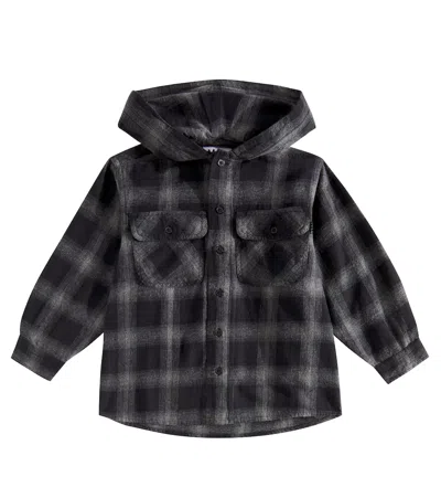 Molo Kids' Rizz Checked Cotton Shirt In Blue