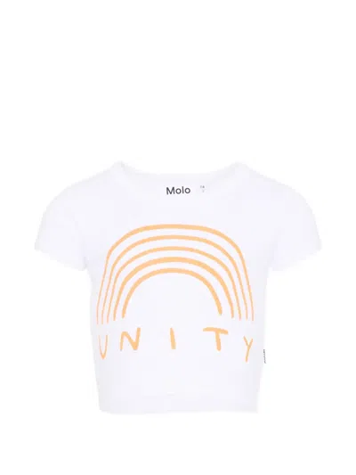 Molo Kids' Rizzo Rainbow-print T-shirt In White