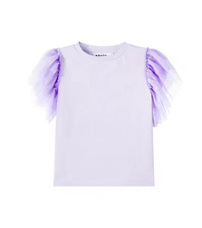 Molo Kids' Robyn Ruffled Cotton Jersey T-shirt In Purple