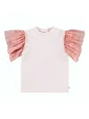 Molo Girl's Robyn Flutter-sleeve T-shirt In Rosa