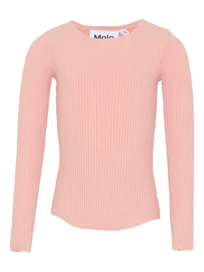 Molo Kids' Rochelle Ribbed Long-sleeve T-shirt In Pink