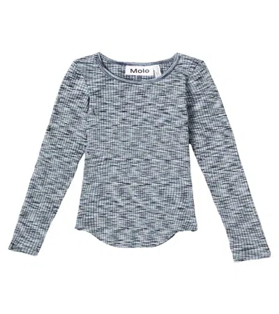 Molo Kids' Rochelle Space-dyed Cotton-blend Top In Blue