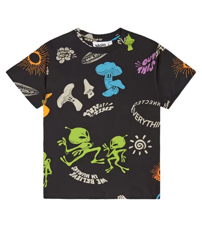Molo Kids' Printed Organic Cotton T-shirt In Multicolor