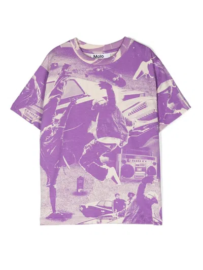 Molo Kids' Rodney Organic-cotton T-shirt In Purple