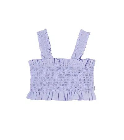 Molo Kids' Rolfia Ruched Cotton Top In Purple