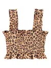 Molo Leopard Print Cotton Poplin Crop Top In Brown