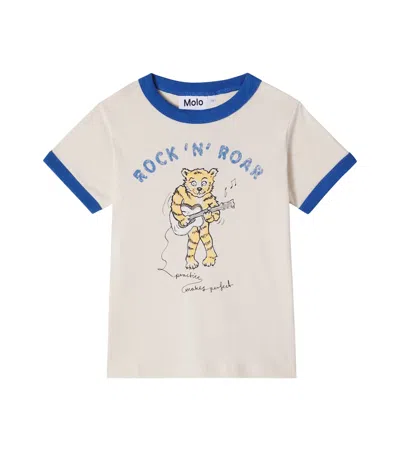 Molo Kids' Ronnie Printed Cotton Jersey T-shirt In Blue