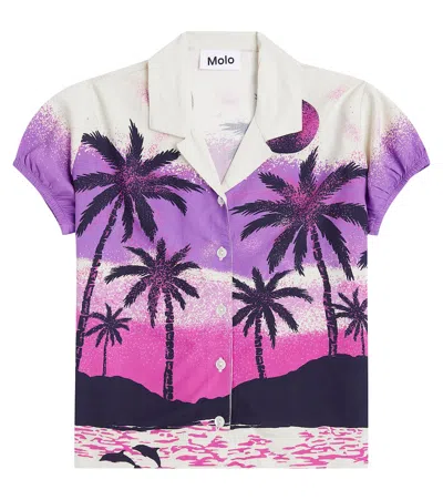 Molo Kids' Roses Printed Shirt In Purple