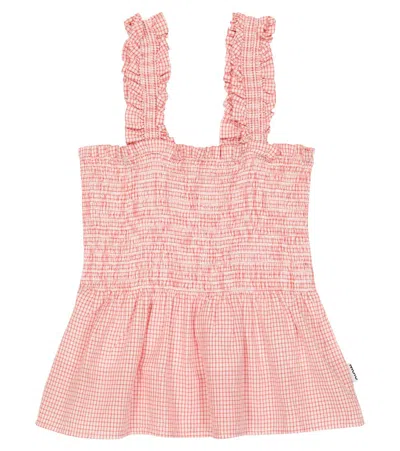 Molo Teen Girls Red Check Cotton Top