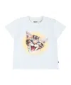 Molo Light Blue T-shirt For Babykids With Cat In White