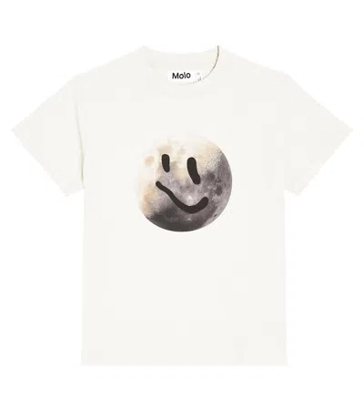 Molo Kids' Roxo Cotton T-shirt In White