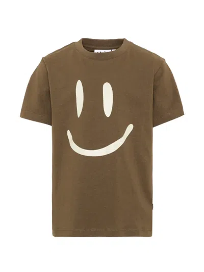 Molo Kids' Roxo Smiley-print T-shirt In Brown