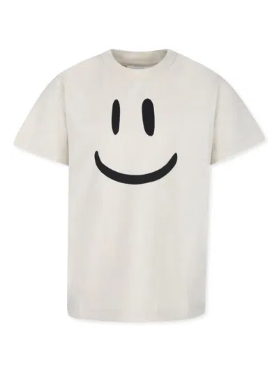 Molo Ivory T-shirt For Kids With Smiley In White