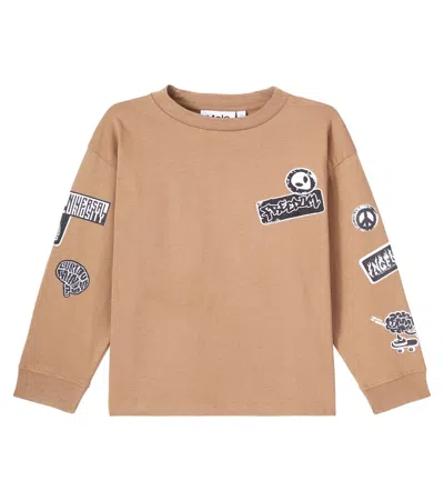 Molo Kids' Rube Printed Cotton Sweatshirt In Brown