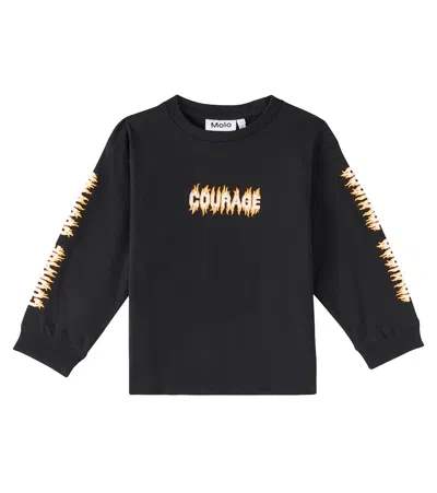 Molo Kids' Rube Printed Cotton T-shirt In Black