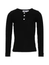 Molo Ruby Ribbed-knit Henley T-shirt In Black