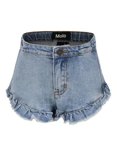 Molo Kids' Ruffle-detailed Shorts In Denim