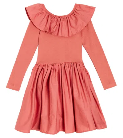 Molo Kids' Ruffled Cotton-blend Dress In Pink