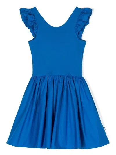 Molo Kids' Blue Dress For Girl With Logo Patch