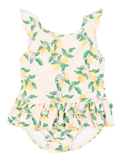 Molo Babies' Ruffled Limon-print Swimsuit In Neutral