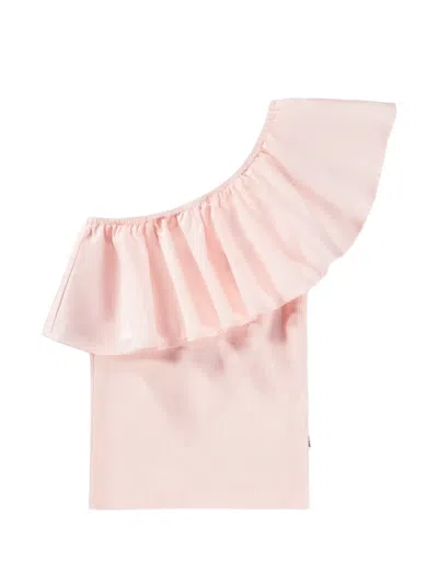 Molo Kids' Ruffled One-shoulder Top In Pink