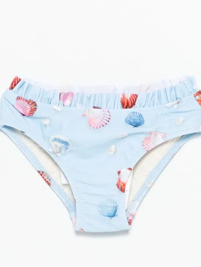 Molo Babies' Ruffled Seashell Bikini In Blue