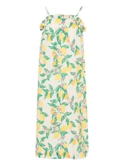 Molo Kids' Ruffled Spaghetti-strap Dress In Yellow