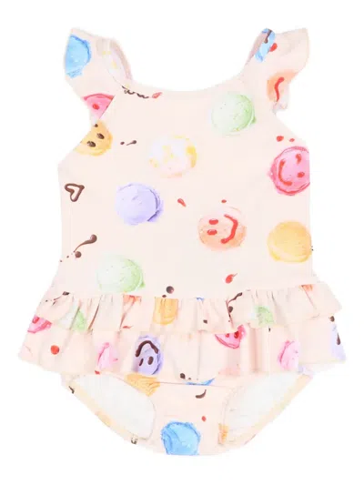 Molo Babies' Ruffled Swimsuit In Neutral