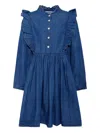 Molo Ruffled-trim Denim Dress In Blue