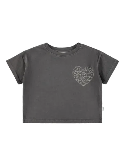 Molo Kids' Runi Printed Organic Cotton T-shirt In Gray
