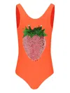 Molo Red Swimsuit For Girl With Strawberry In Red