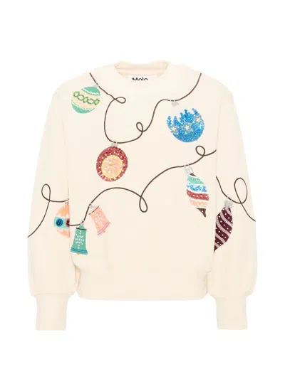 Molo Sequin-embellished Embroidered Sweatshirt In White