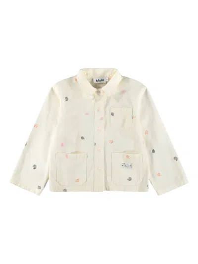 Molo Kids' Shell-embroidered Pocket Jacket In Neutral