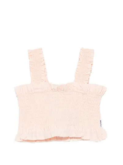 Molo Kids' Shirred Ruffled Top In Pink