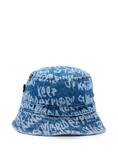 Molo Kids' Siks Graffiti-print Denim Bucket Hat In Blue
