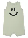 Molo Green Romper For Babykids With Smiley In Green