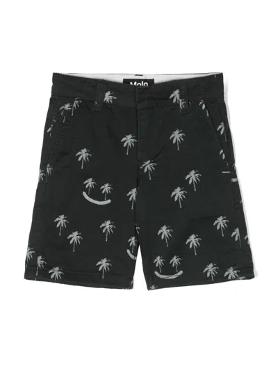 Molo Kids' Smile Palm Trees Chino Shorts In Black