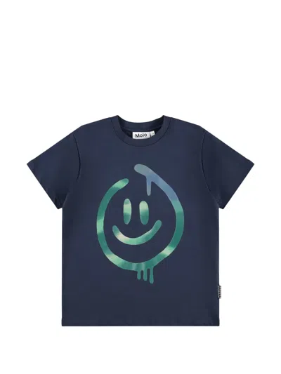 Molo Kids' Smile-print T-shirt In Blue