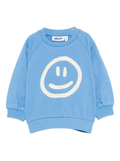 Molo Babies' Smiley-embellishment Sweatshirt In Blue