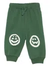 Molo Smiley-face Elasticated Trousers In Green