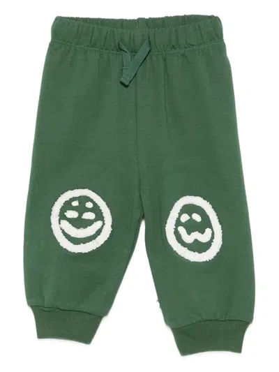 Molo Babies' Smiley-face Elasticated Trousers In Green