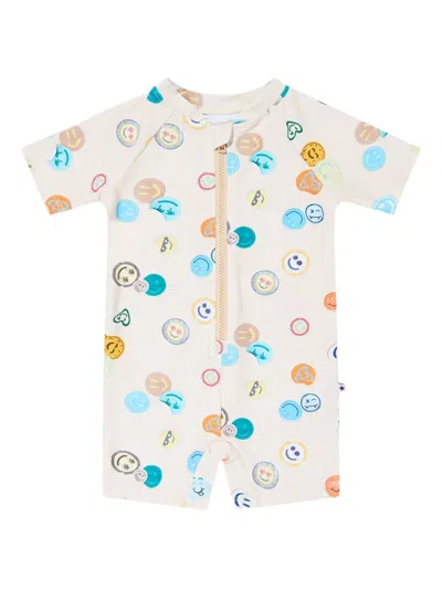 Molo Kids' Smiley Face Sun-protection Suit In Neutrals