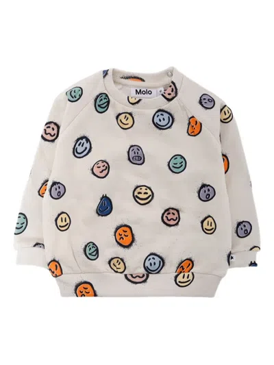 Molo Babies' Smiley-face Sweatshirt In Neutral